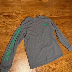 The North Face Charcoal and Green Long Sleeve Men's Tee